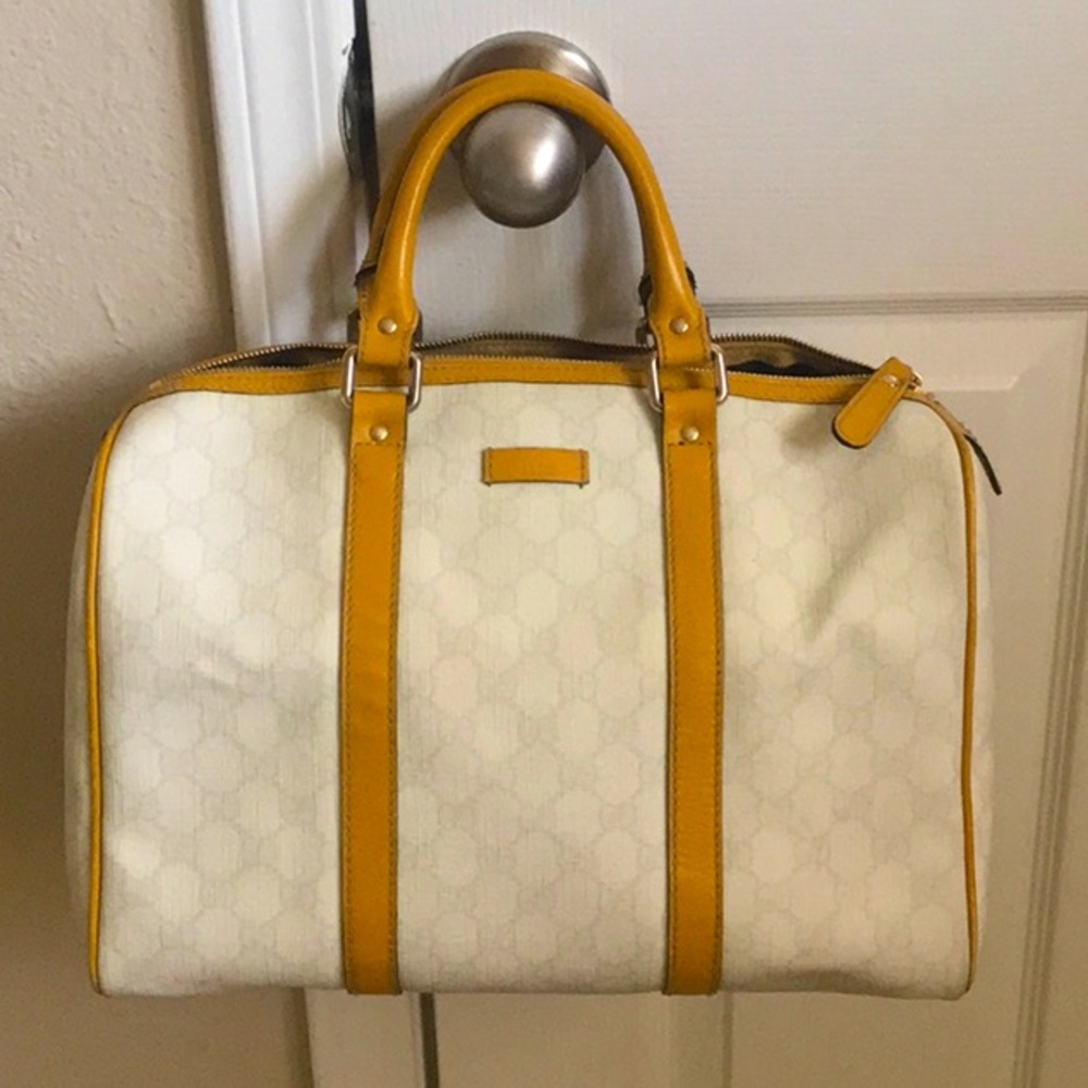 Gucci Cream and Gold Boston Bag